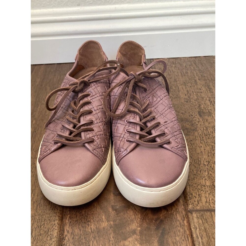 Frye Lena Woven Low Lace Woven Leather Sneaker sz 9 Mauve Casual Everyday